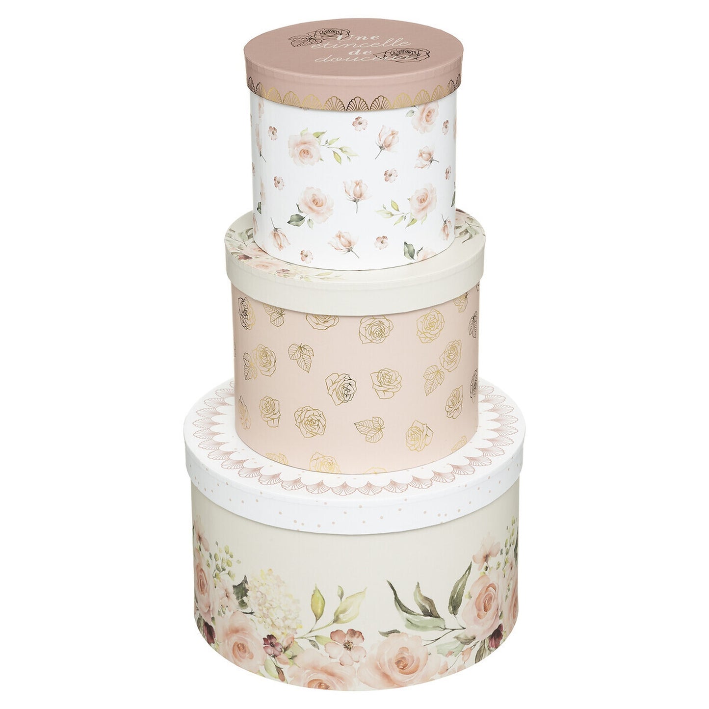Caja De Cartón princesa X 3 Blanca Y Rosa_0