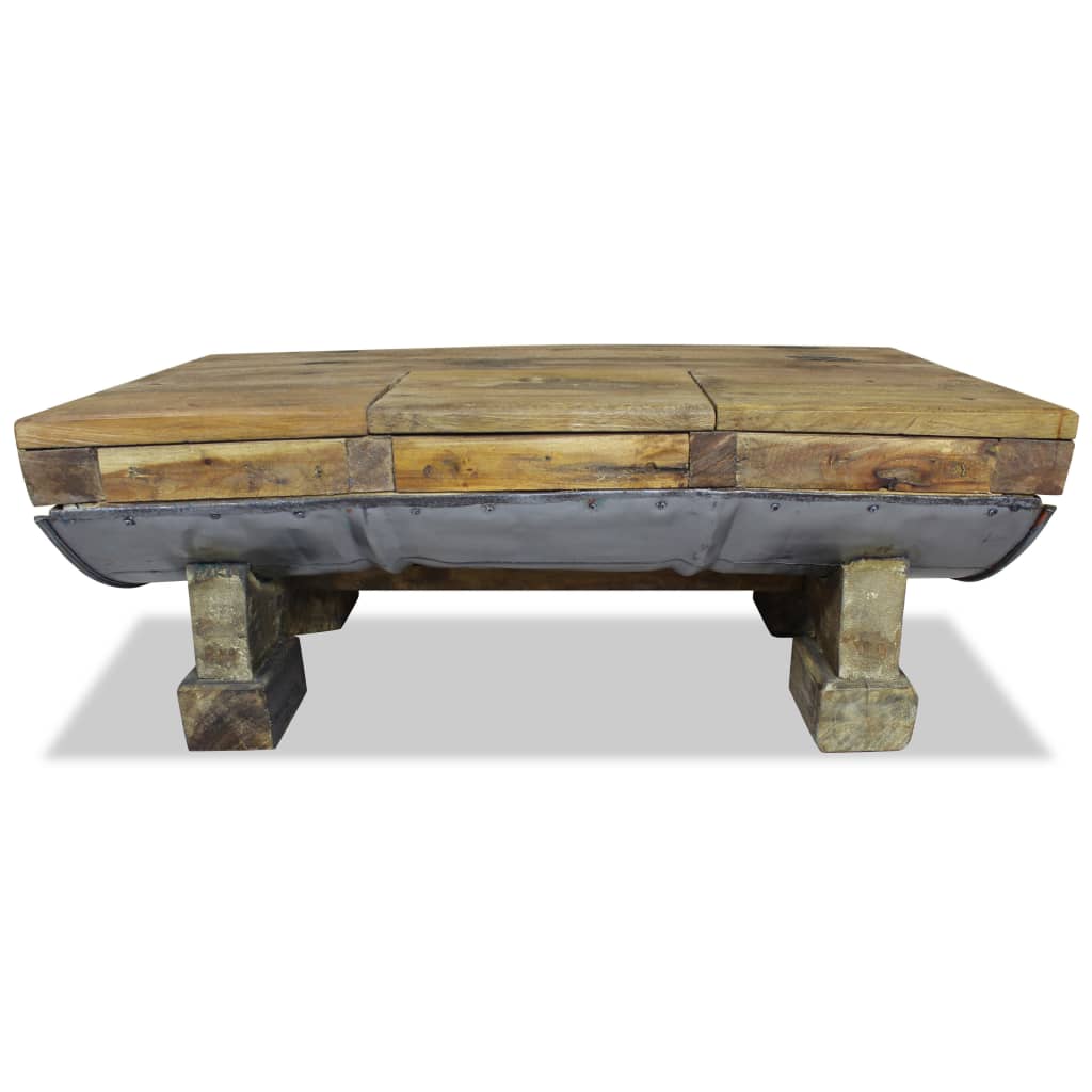 Mesa De Centro Madera Reciclada Mixta 90x50x35 Cm_0