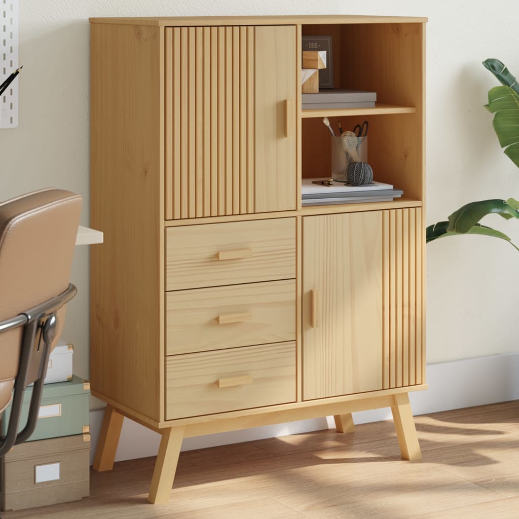 Aparador Olden Madera Maciza De Pino Marrón 85x43x125 Cm / Vetonek_4