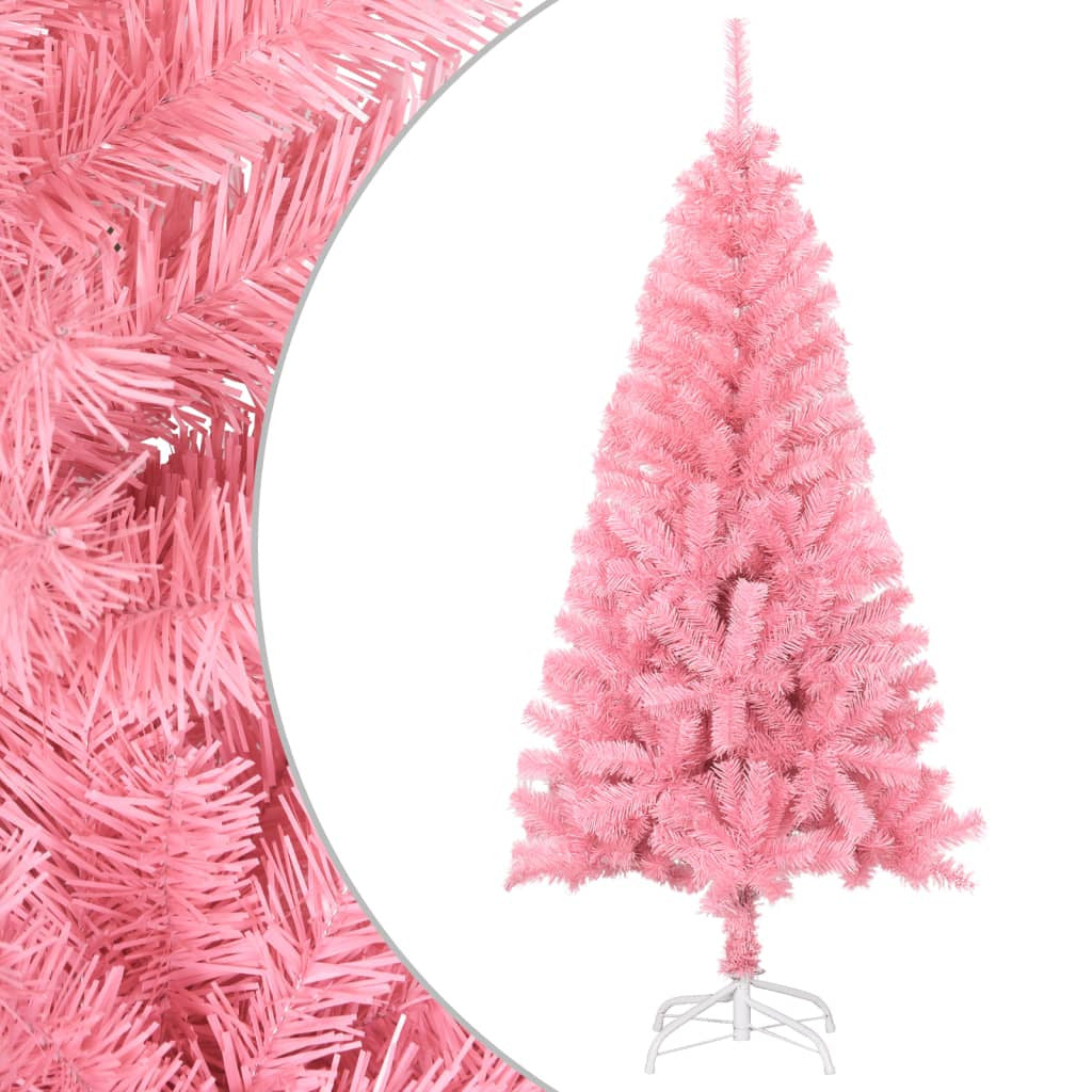 Vidaxl Árbol De Navidad Artificial Con Soporte Pvc Rosa 150 Cm_0