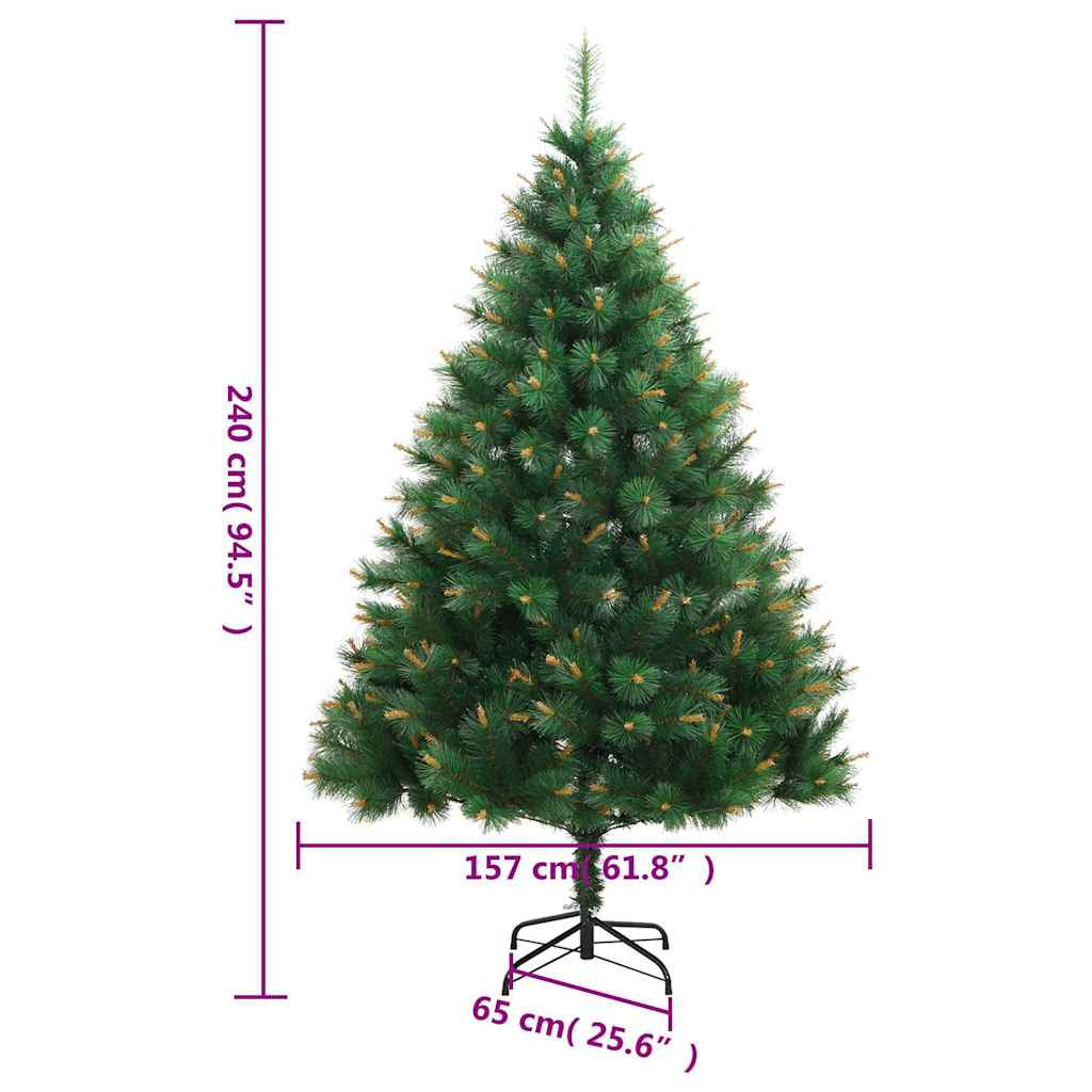 Vidaxl Árbol De Navidad Artificial Con Bisagras 300 Led Y Bolas 240 Cm_2