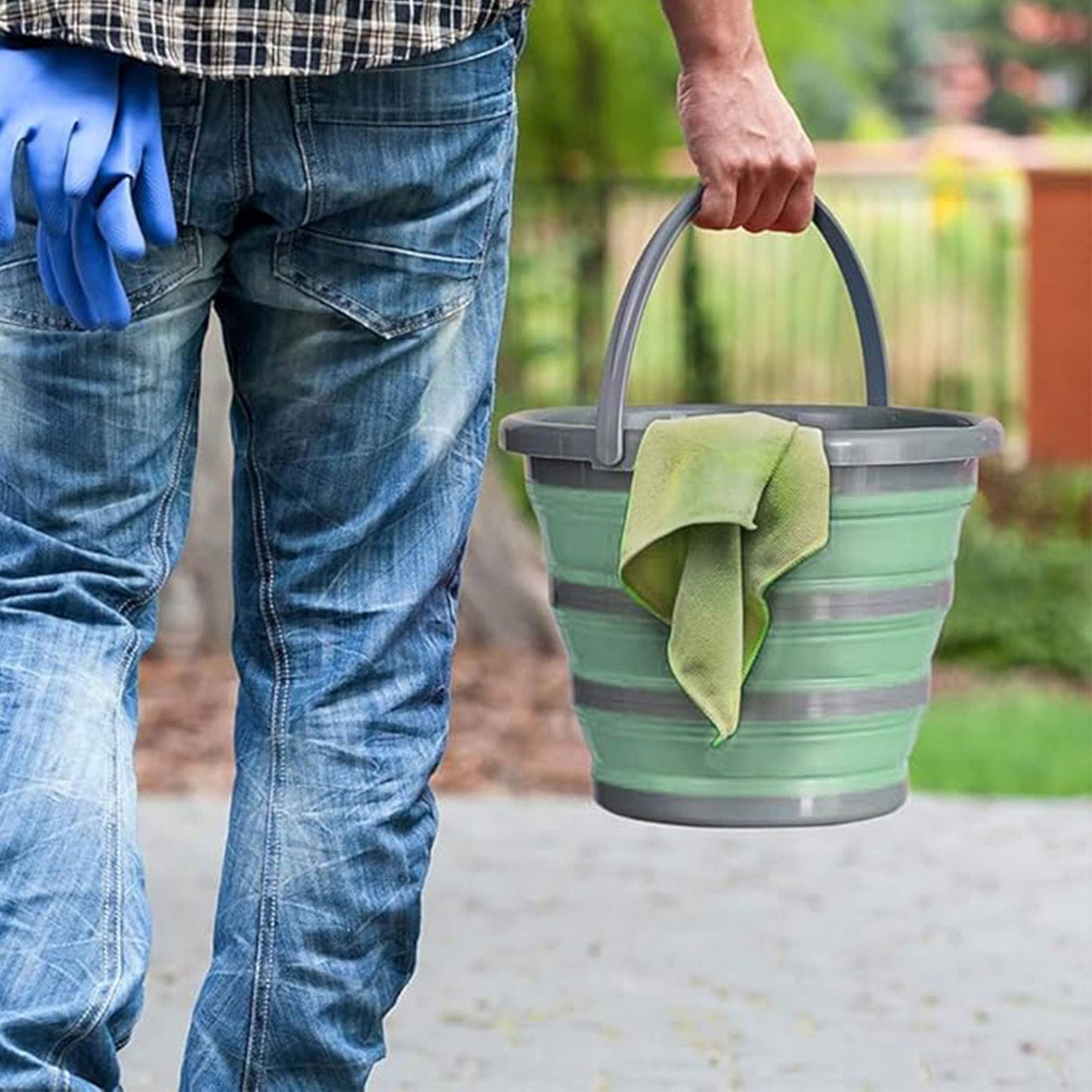Well Home Cubo Plegable 10l Verde Claro_4