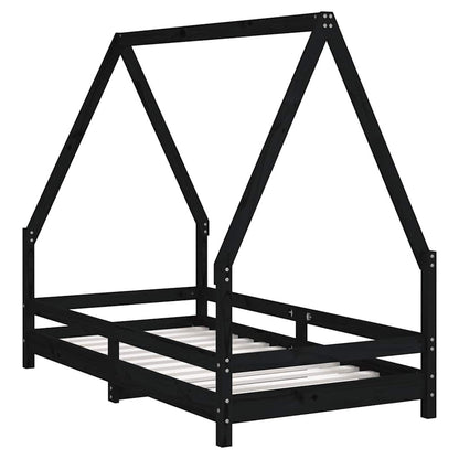 Vidaxl Estructura De Cama Para Niños Madera De Pino Negro 80x160 Cm_0
