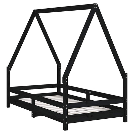Vidaxl Estructura De Cama Para Niños Madera De Pino Negro 80x160 Cm_0