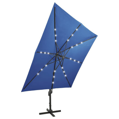 Vidaxl Sombrilla Jardín Voladiza Palo Y Luces Led Azul Celeste 300 Cm_3
