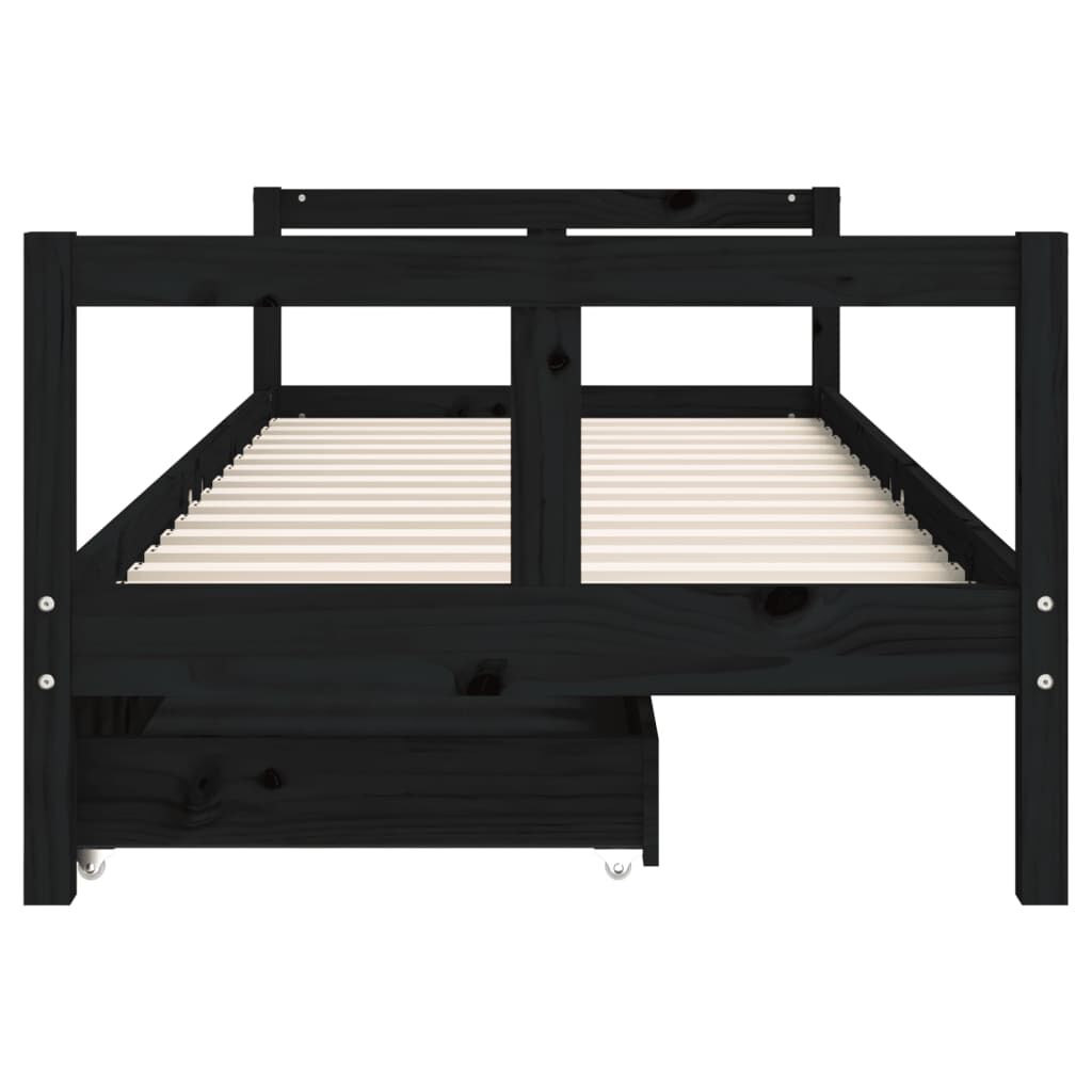 Vidaxl Estructura De Cama Niños Con Cajones Madera Pino Negro 80x200cm_4