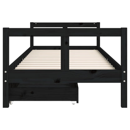 Vidaxl Estructura De Cama Niños Con Cajones Madera Pino Negro 80x200cm_4
