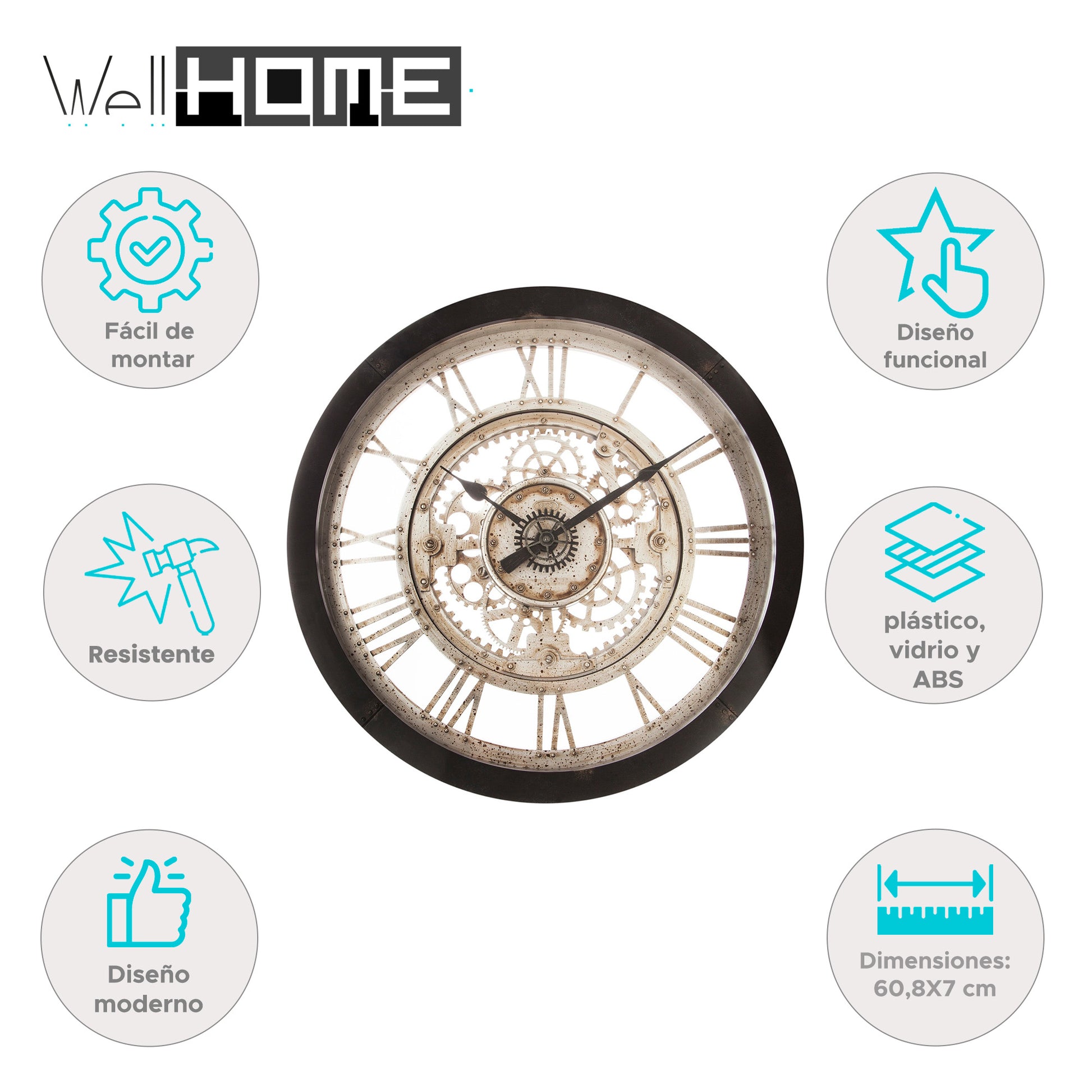 Well Home - Reloj Mecánico De Plástico Ø60,8x7_1