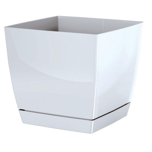 Maceta Mod. Begonya Fresh Quadro Con Plato Incluido 13,5cm. Blanco_0