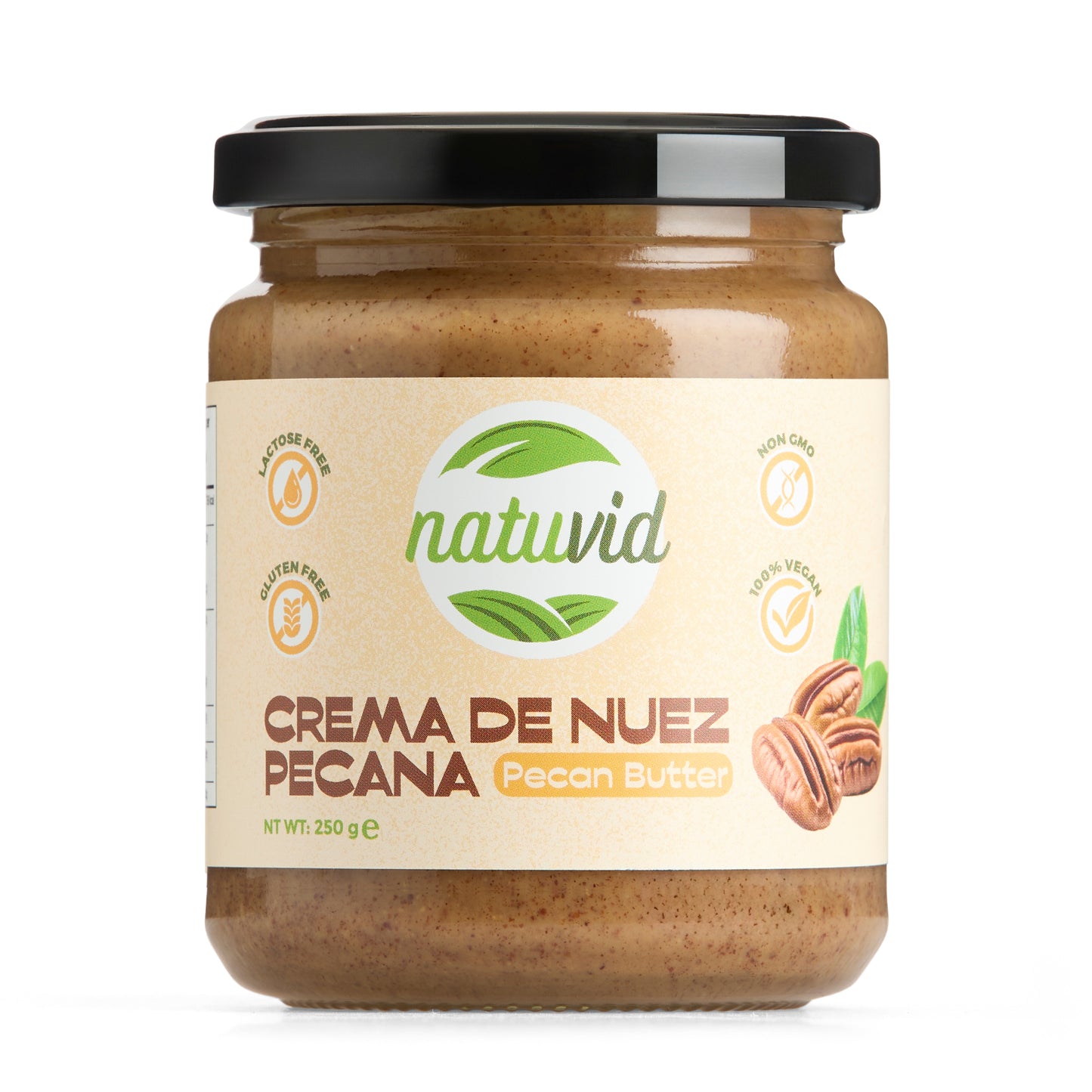 Crema de Nuez Pecana Natuvid | 100% NATURAL | 250gr | SIN GLUTEN | SIN LACTOSA | 100% VEGANA | NON-GMO_0