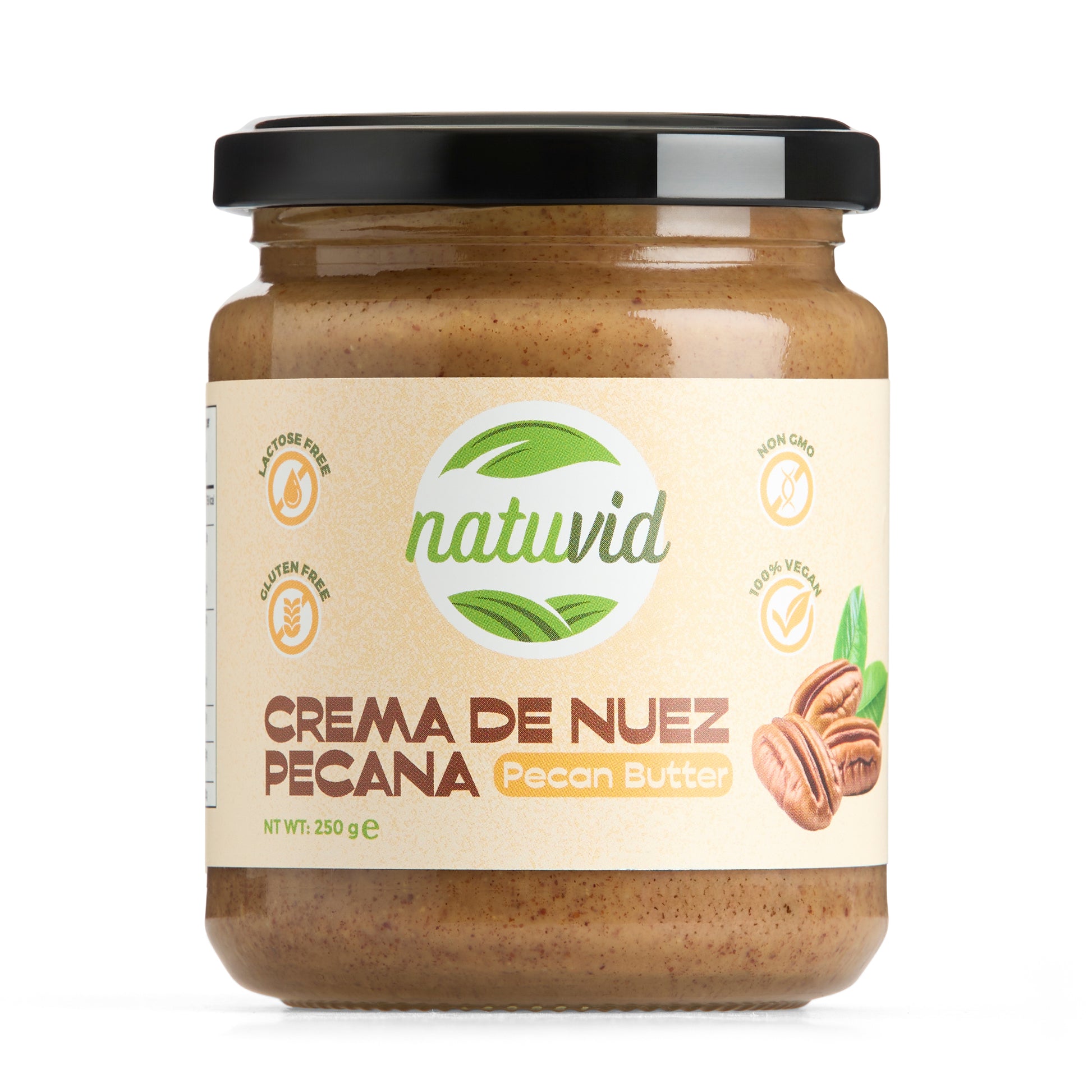 Crema de Nuez Pecana Natuvid | 100% NATURAL | 250gr | SIN GLUTEN | SIN LACTOSA | 100% VEGANA | NON-GMO_0