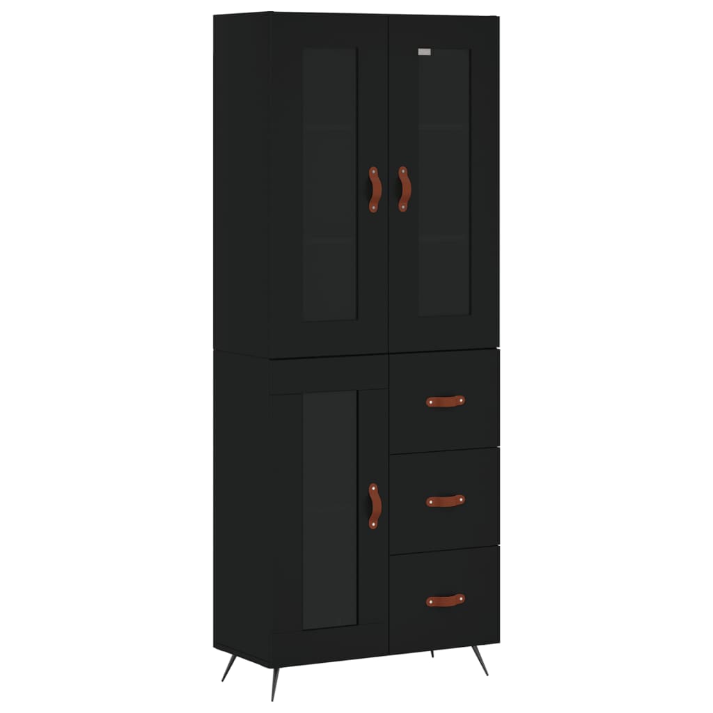 Aparador Alto Madera Contrachapada Negro 69,5x34x180 Cm_1