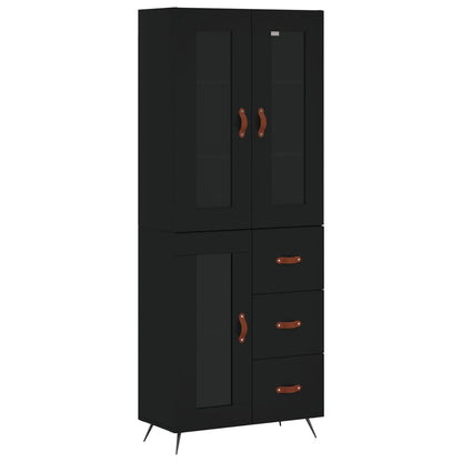 Aparador Alto Madera Contrachapada Negro 69,5x34x180 Cm_1