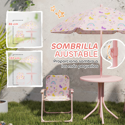 Aiyaplay Conjunto De Mesa Y Sillas Infantil De Jardín De 4 Piezas Rosa_4