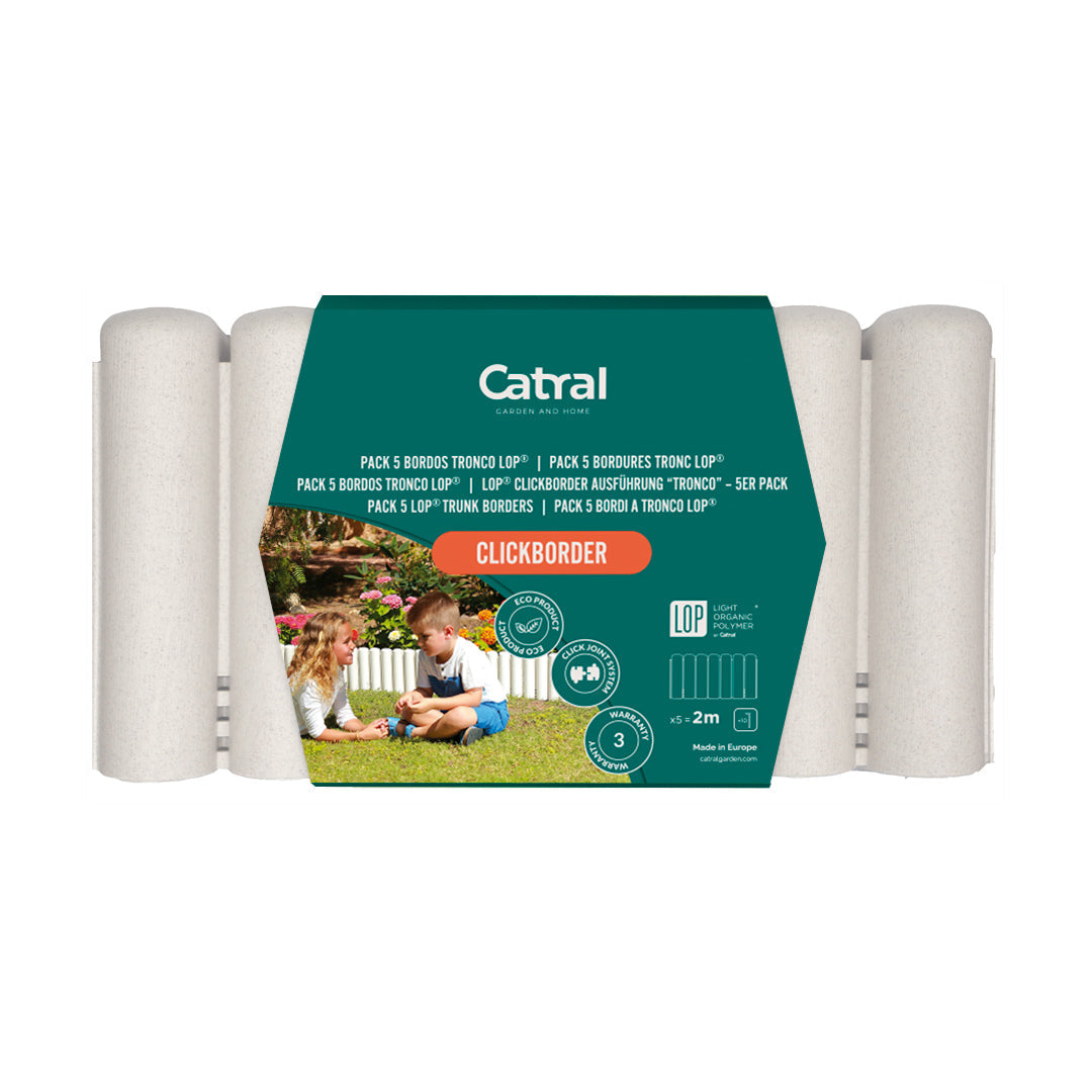 Pack De 5 Bordos Tronco Clickborder Lop Blanco Para Jardín 0,4x0,2 M / Multicolor_0