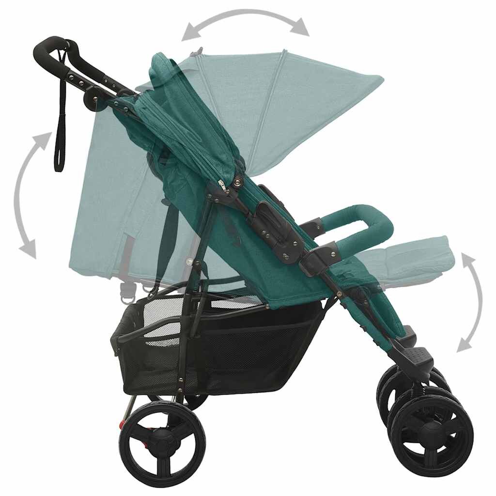 Vidaxl Carrito Para Gemelos De Acero Verde_4