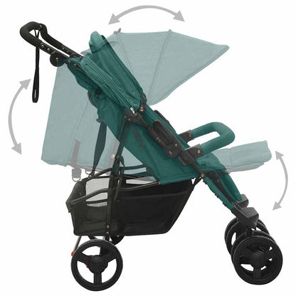 Vidaxl Carrito Para Gemelos De Acero Verde_4