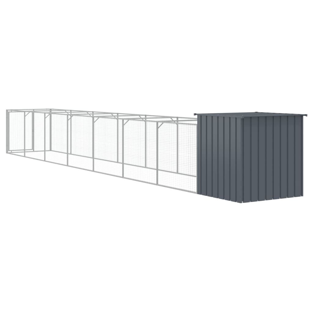 Vidaxl Caseta Perros Con Corral Acero Galvanizado Gris 110x813x110 Cm_4