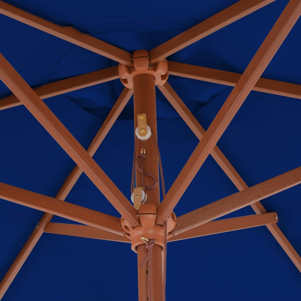 Vidaxl Sombrilla De Jardín Con Palo De Madera Azul 270 Cm_4