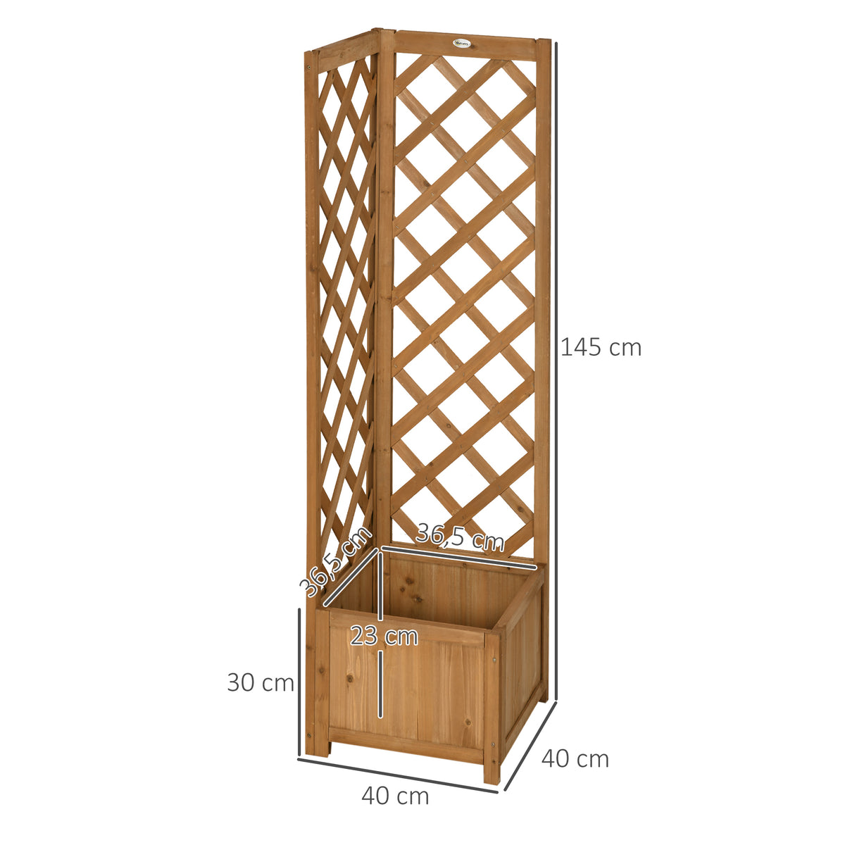 Jardinera Con Enrejado Outsunny Madera De Abeto Madera Natural 40x40x145 Cm_2