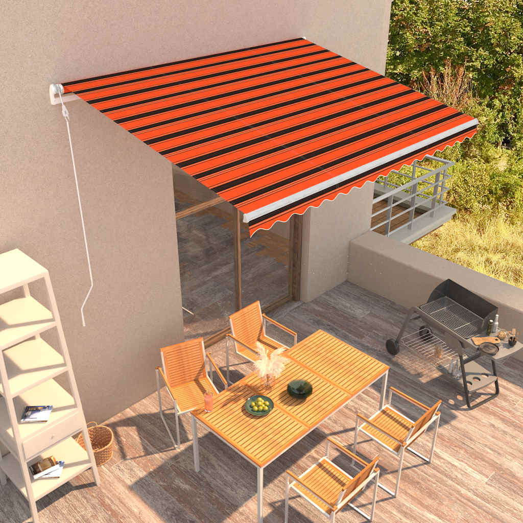 Toldo Automático Retráctil Naranja Y Marrón 400x300 Cm_1