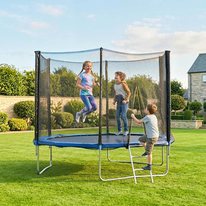Sportnow Cama Elástica De Exterior Ø305x250 Cm Con Red De Seguridad Azul_3