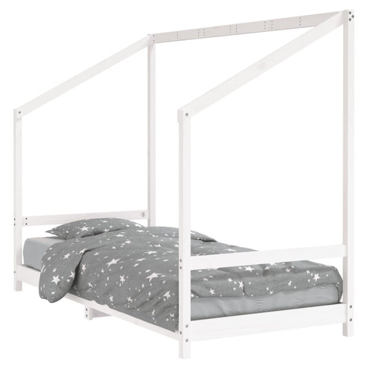 Vidaxl Estructura De Cama Para Niños Madera De Pino Blanco 90x200 Cm_0
