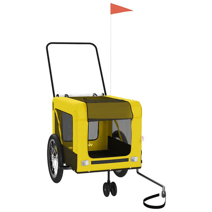 Remolque Bicicleta Mascotas Hierro Tela Oxford Amarillo Negro_2