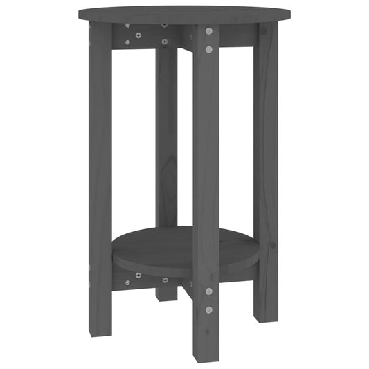 Mesa De Centro De Madera Maciza De Pino Gris Ø40x60 Cm_0