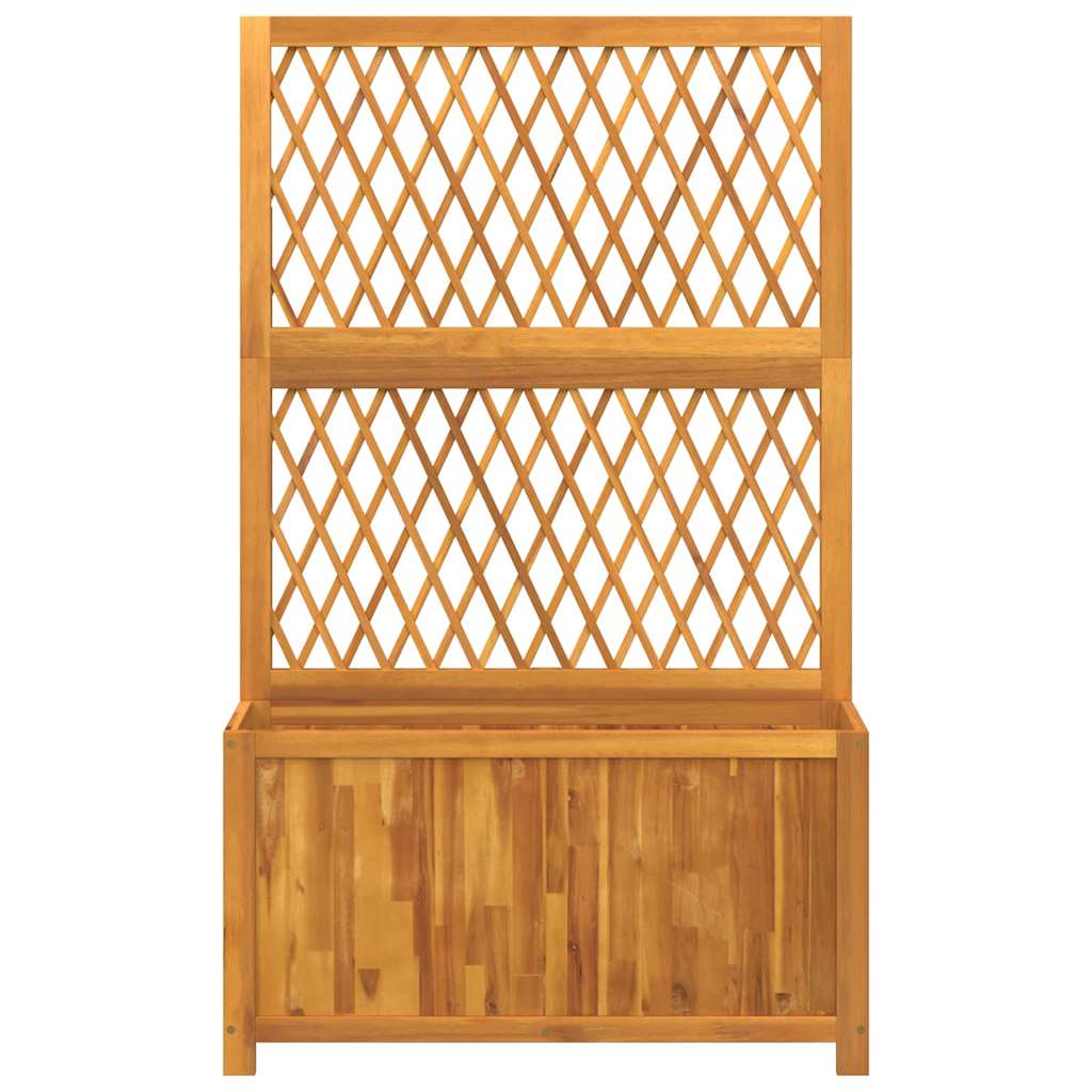 Jardinera Con Enrejado Y Estante Acacia Maciza 100x32x165 Cm_3