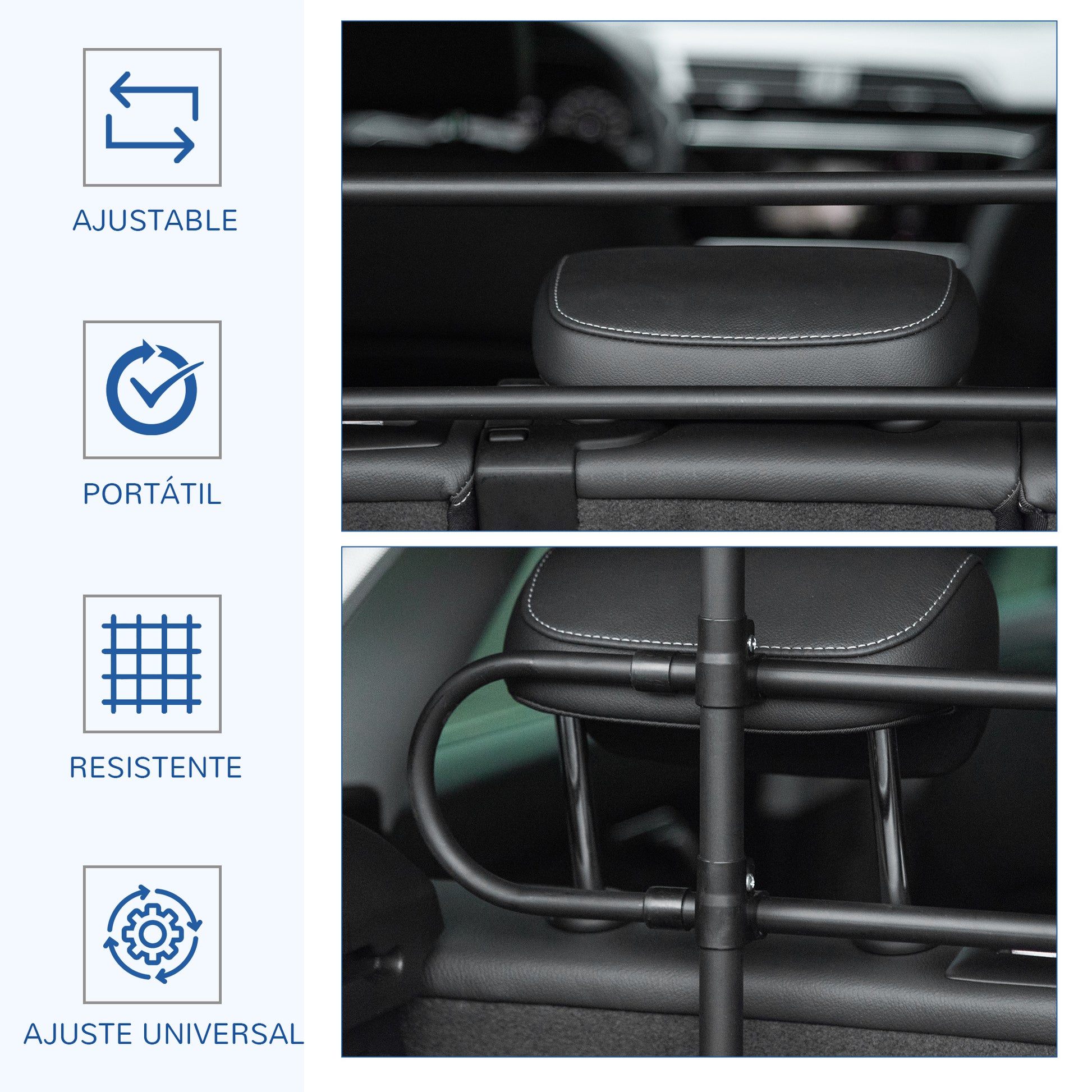 Pawhut Separador De Coche Para Perros Ajustable En Ancho Altura 87-135x60-105 Cm_3