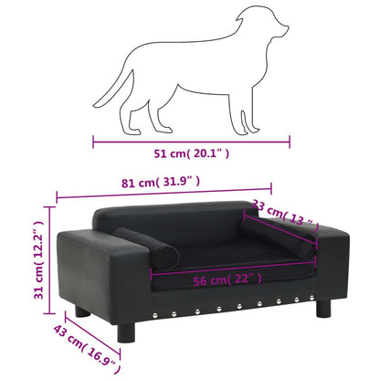 Vidaxl Sofá Para Perros Felpa Y Cuero Sintético Negra 81x43x31 Cm_2