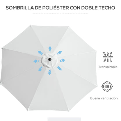 Outsunny Sombrilla De Jardín Ø295x250 Cm Con Manivela E Inclinación Blanco_4