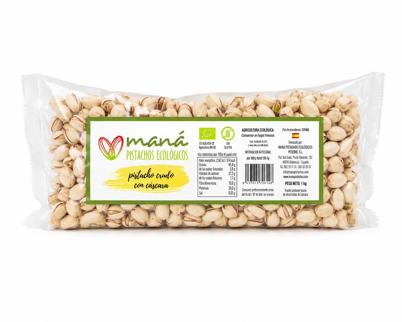 Pistacho Cáscara Crudo Bolsa 1000 Gramos_0