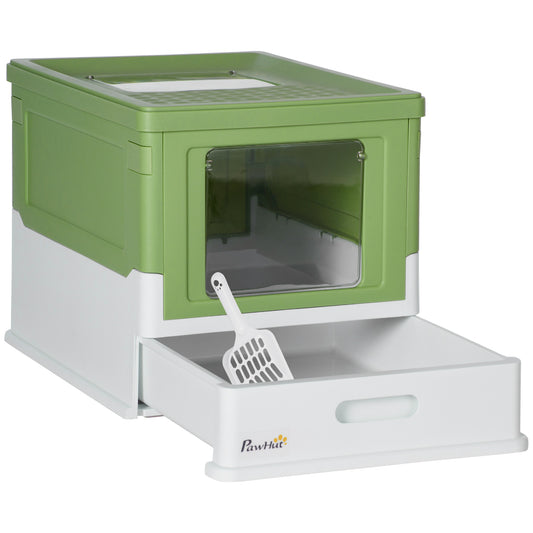 Pawhut Caja Arena Plegable Para Gatos Con Cubierta Desmontable 47,5x35,5x36,7 Cm_0