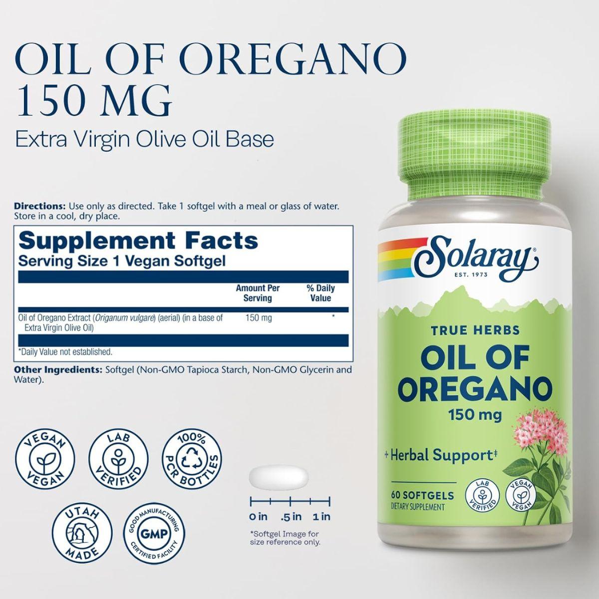 OIL OREGAN 150 Mg 60 Perlas Solaray