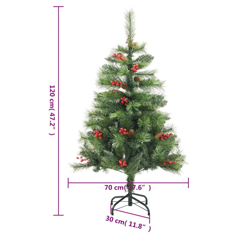 Vidaxl Árbol Navidad Artificial Con Bisagras 150 Led Y Bolas 120 Cm_2