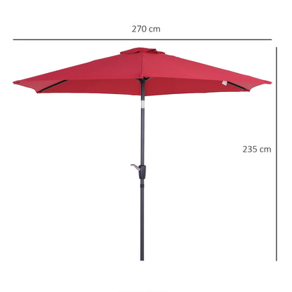 Outsunny Sombrilla De Jardín Ø260x235cm Reclinable Con Manivela 6 Varillas Rojo_2