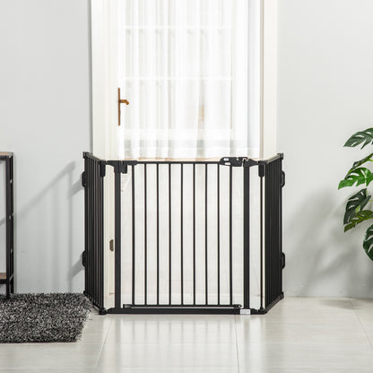 Pawhut Barrera De Seguridad Para Perros Plegable 202,5 Cm Con Auto Cierre Negro_1