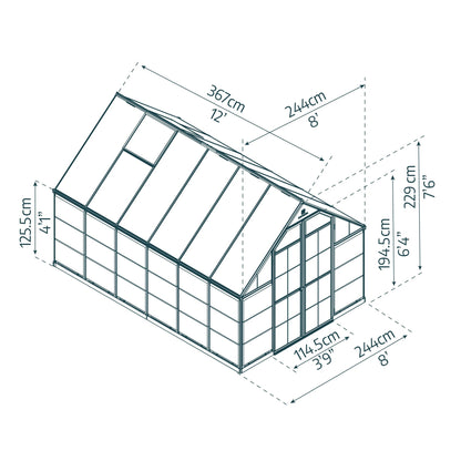 Invernadero de jardín Balance 367x244x229 cm verde