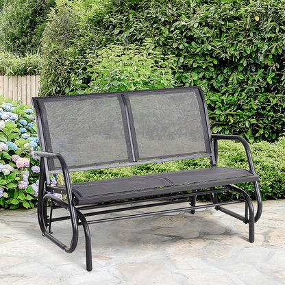 Outsunny Banco Balancín De 2 Plazas De Jardín Tubo De Metal 120x70x85 Cm Gris_1