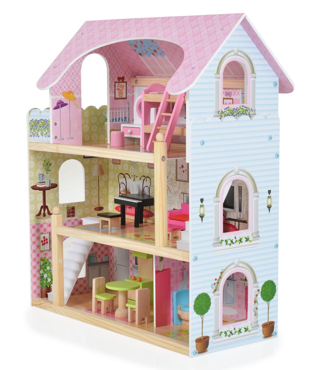Casita De Muñecas De Madera Mila Con Accesorios_2