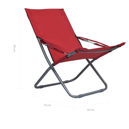 Vidaxl Sillas De Playa Plegables 2 Unidades Tela Rojo_2