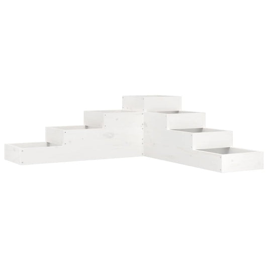 Jardinera 4 Niveles Madera Maciza Pino Blanca 106x104,5x36 Cm_0