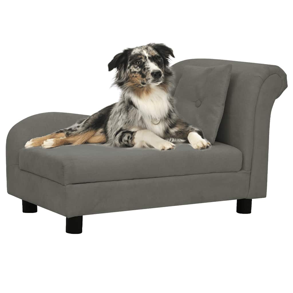 Vidaxl Sofá Para Perros Con Almohada Gris Oscuro Felpa 83x44x44 Cm_1