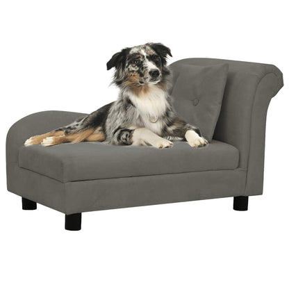 Vidaxl Sofá Para Perros Con Almohada Gris Oscuro Felpa 83x44x44 Cm_1