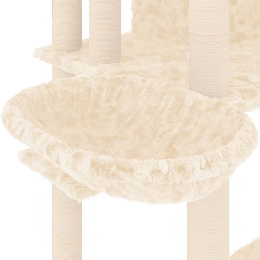 Rascador Para Gatos Con Postes De Sisal Crema 191 Cm_5