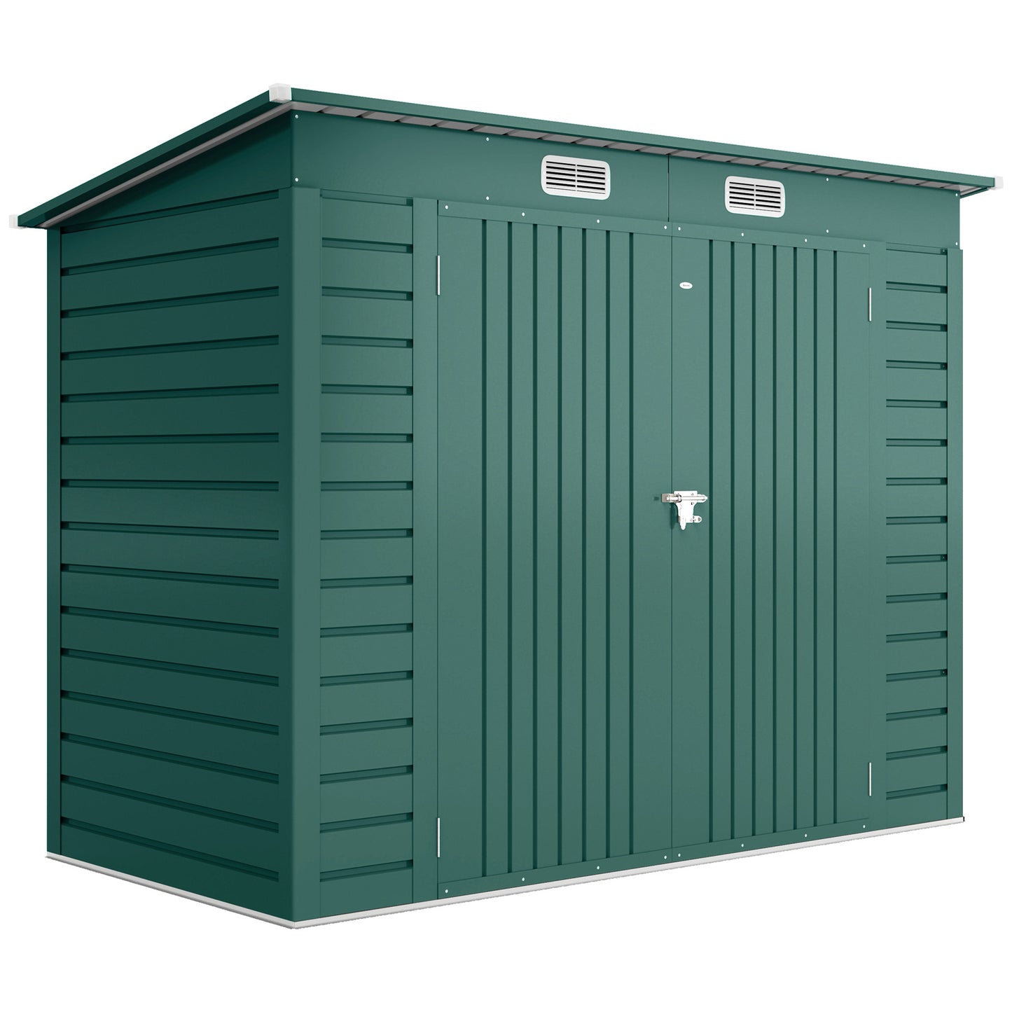 Outsunny Caseta De Jardín Exterior 2,7m² 249x121x183 Cm Con Doble Puerta Verde_0