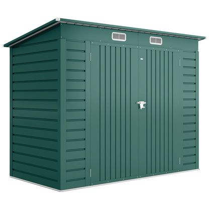 Outsunny Caseta De Jardín Exterior 2,7m² 249x121x183 Cm Con Doble Puerta Verde_0