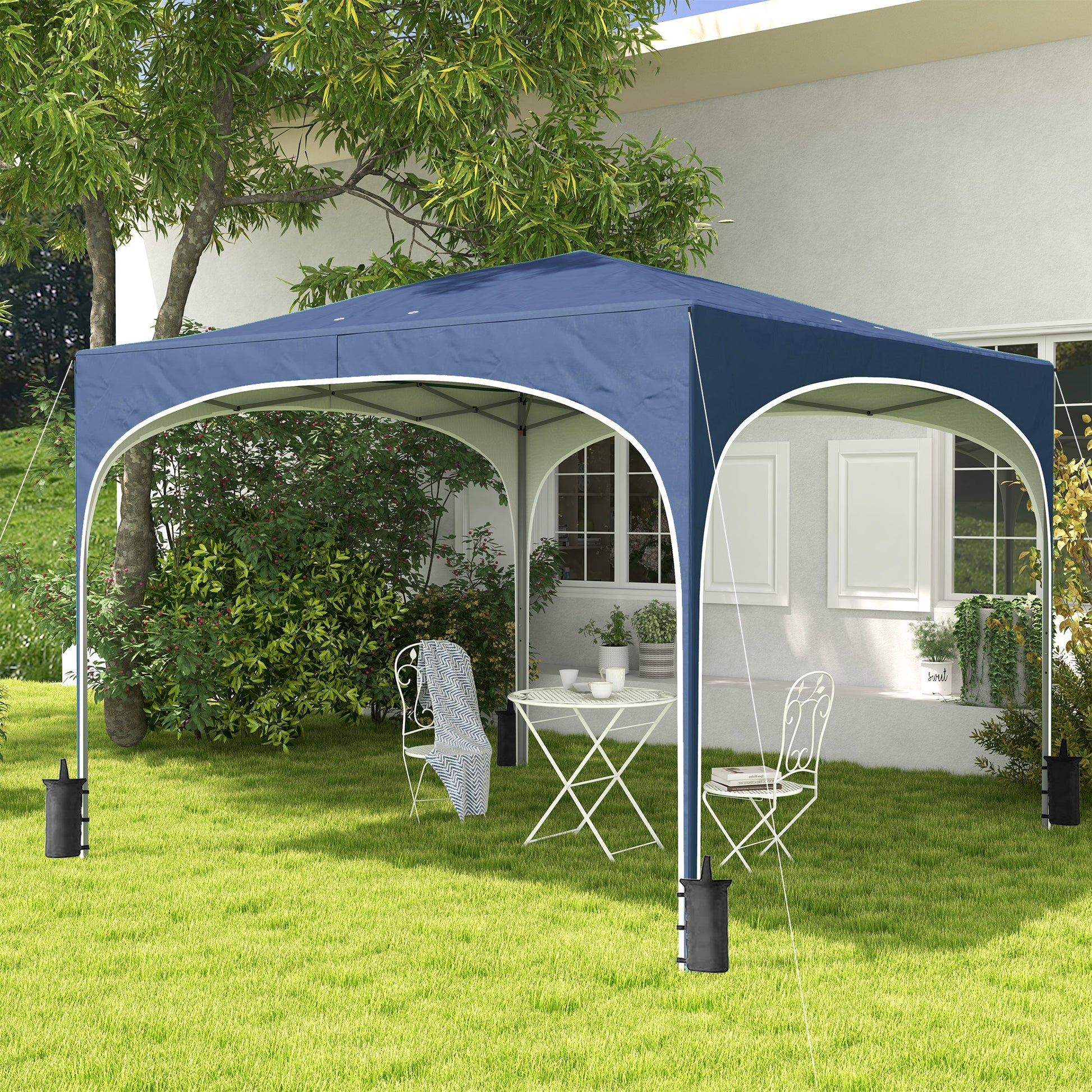 Outsunny Carpa Plegable 3x3 M Altura Ajustable Con Bolsa De Transporte Azul_1